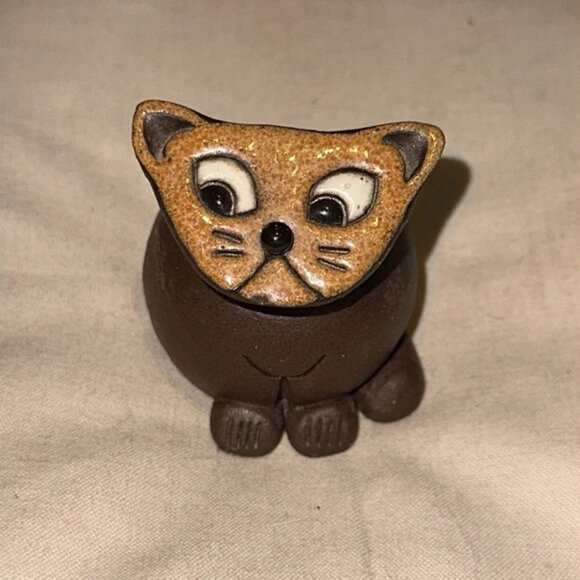 Mid-Century Ceramic Pottery Cat by Marianne Suda, Handmade Signed 1 7/8" H - Picture 1 of 5
